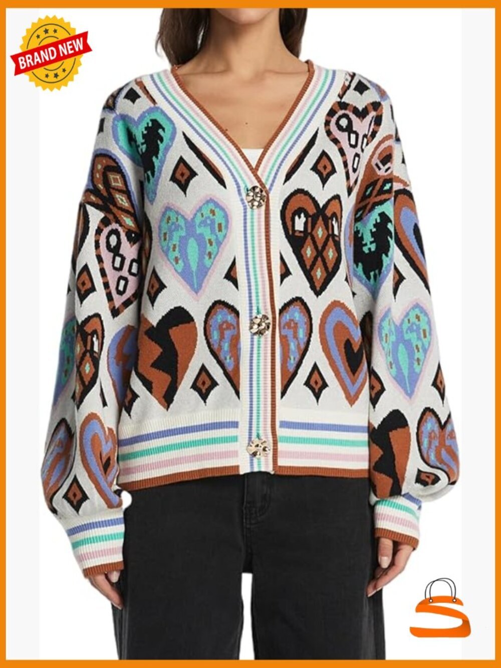 Wool Blend Knit Cardigan Crop Button Front V-Neck